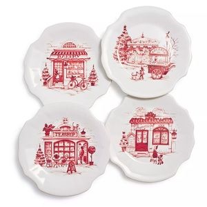 Sur La Table Snowy Lane Appetizer Plate Set NWB